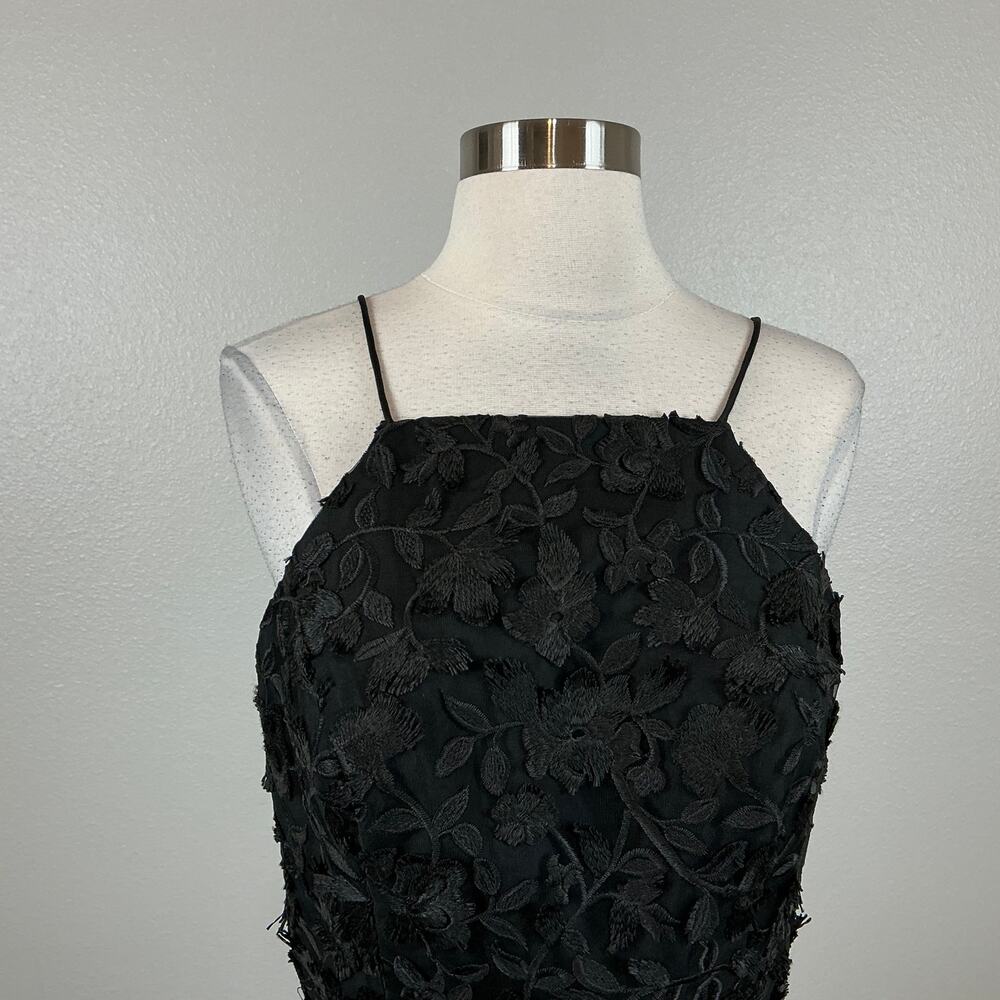 AQUA Embroidered Lace Fit and Flare Mini Cocktail Dress Black Size 8 LBD - Picture 8 of 13